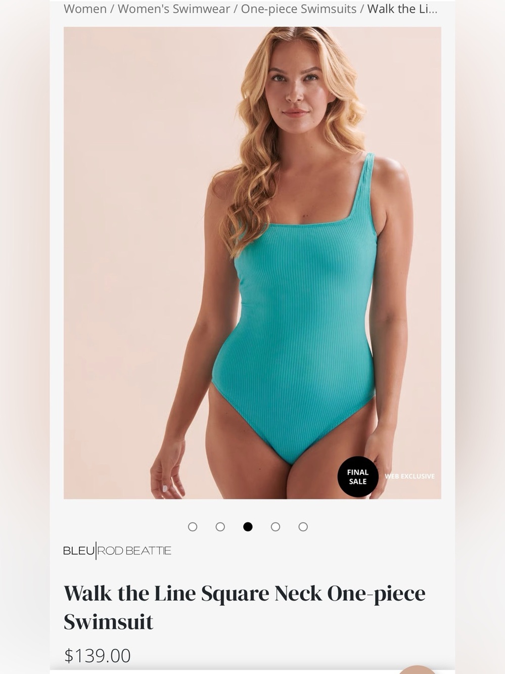 Walk the Line Square Neck One-piece Swimsuit size 8